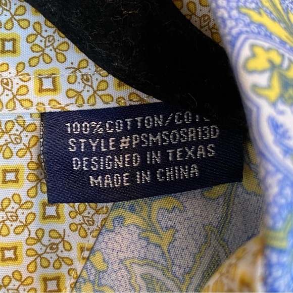 Panhandle Select Blue Paisley Contrast Cuff Pearl Snap Business shirt mens Sz XL - Picture 5 of 8